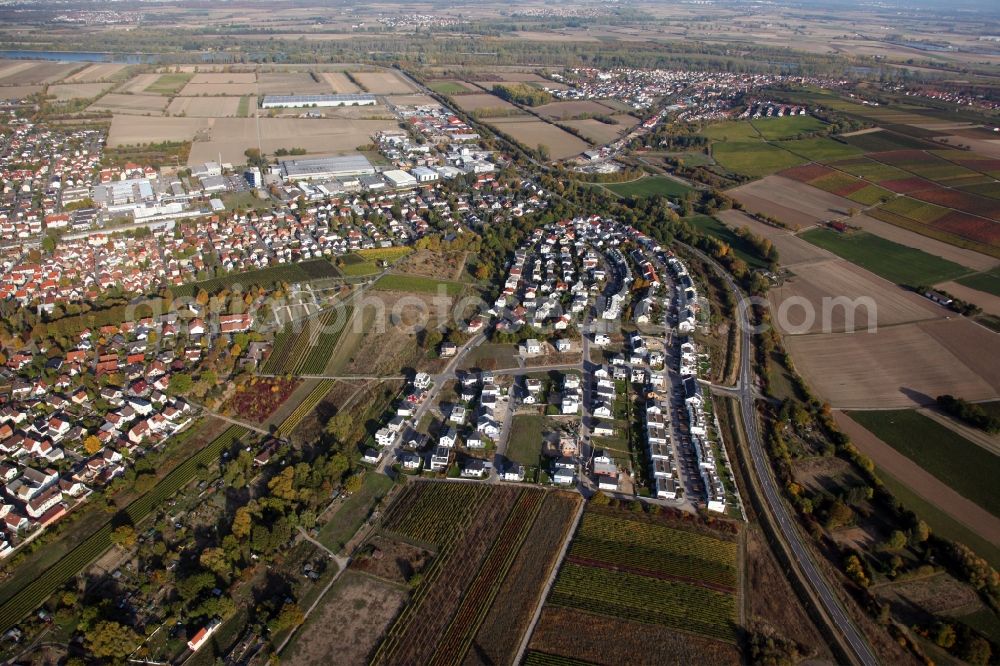 Aerial photograph Bodenheim - Residential construction site with multi-family housing development- on the in the north of Rosetta Vogt Strasse in Bodenheim in the state Rhineland-Palatinate, Germany