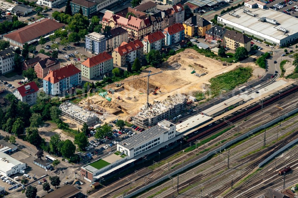 Offenburg from above - Residential construction site with multi-family housing development- on the Okenstrasse in Offenburg in the state Baden-Wuerttemberg, Germany