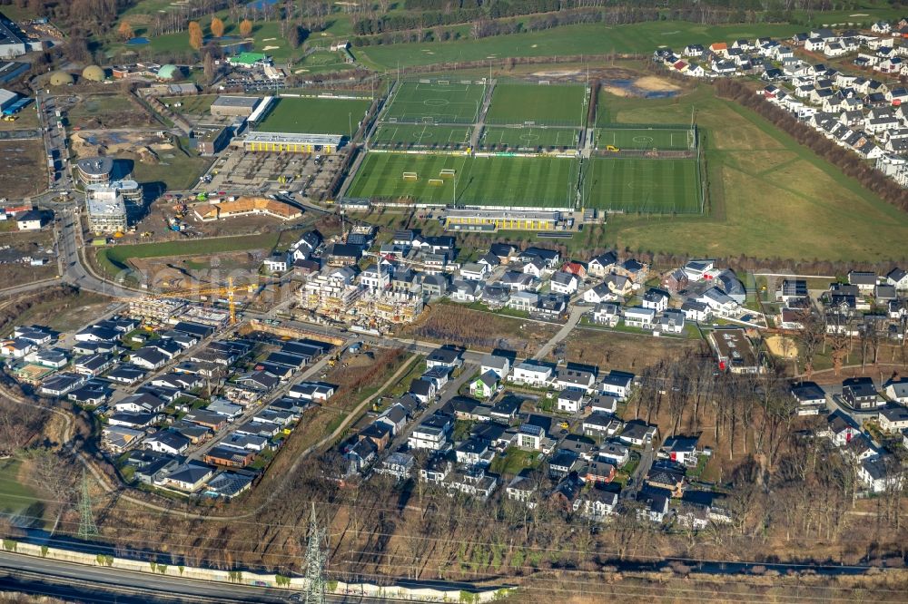 Dortmund from above - Residential construction site with multi-family housing development on Hohenbuschei-Allee in the district Brackeler Feld in Dortmund in the state North Rhine-Westphalia, Germany