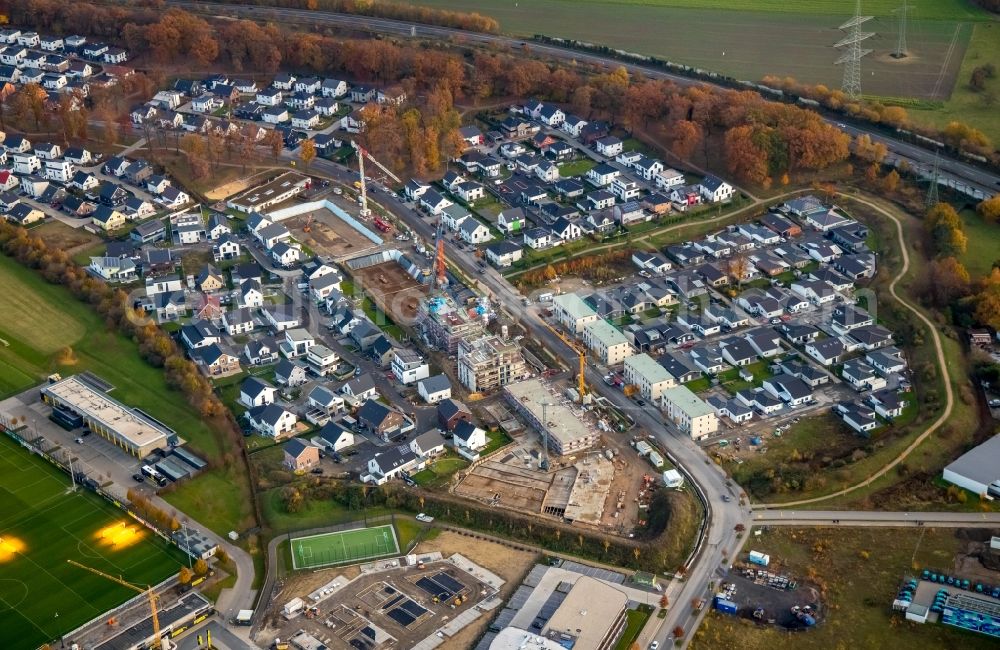 Dortmund from above - Residential construction site with multi-family housing development on Hohenbuschei-Allee in the district Brackeler Feld in Dortmund in the state North Rhine-Westphalia, Germany