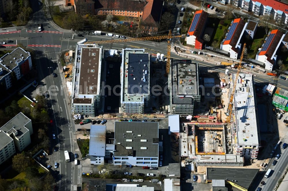 Aerial image Nürnberg - Residential construction site with multi-family housing development Kieslingstrasse in the district Erlenstegen in Nuremberg in the state Bavaria, Germany