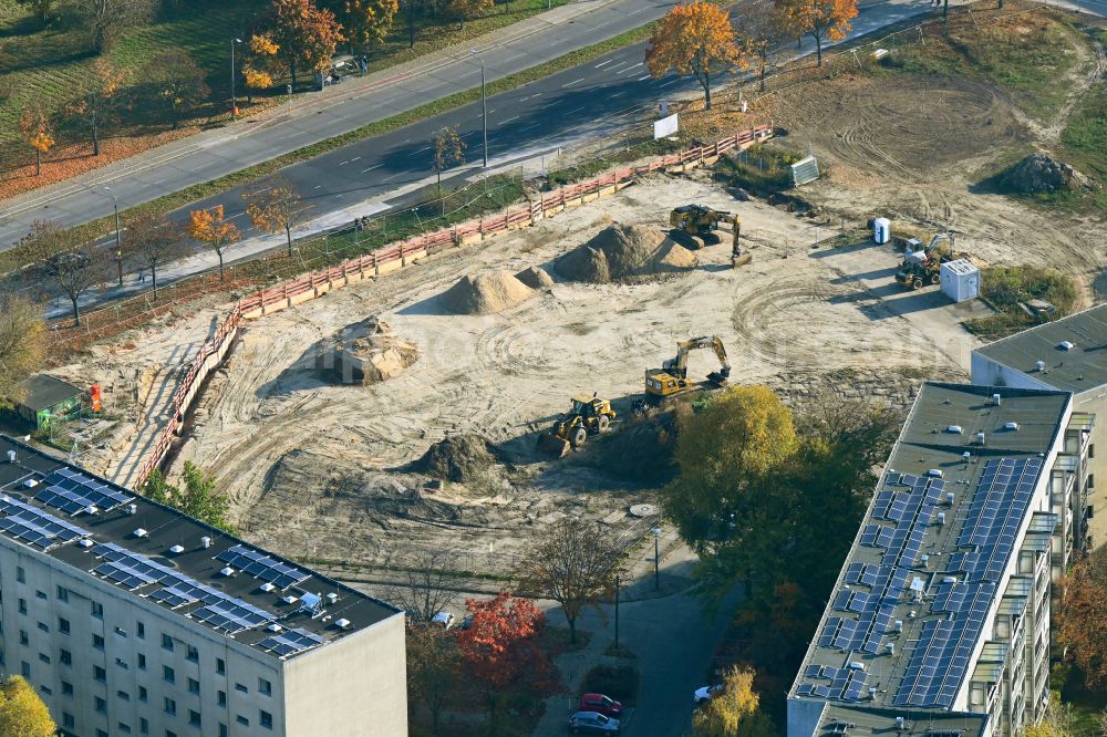 Berlin from above - Residential area construction site with multi-family housing development - new building on Hellersdorfer Strasse Cecilienstrasse - Ehm-Welk-Strasse in the district of Hellersdorf in Berlin, Germany