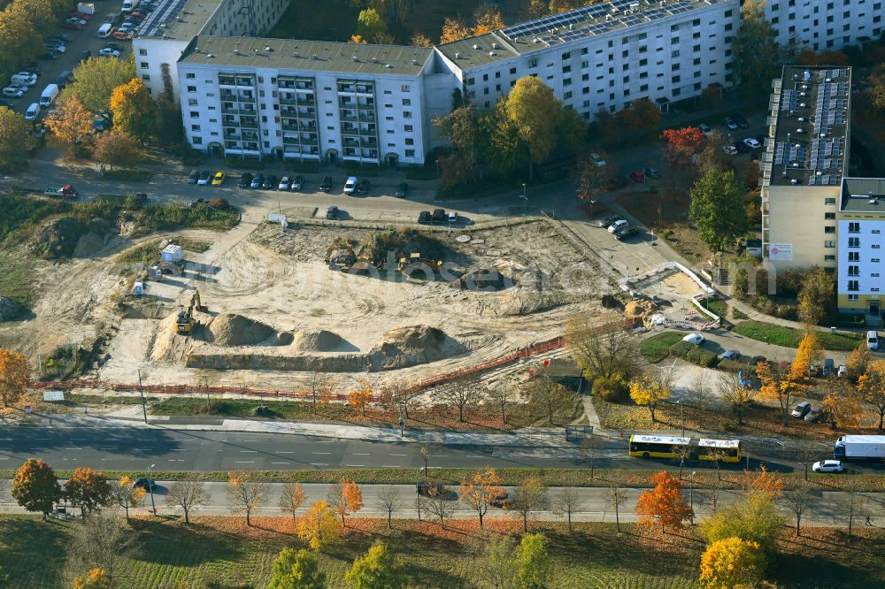 Berlin from above - Residential area construction site with multi-family housing development - new building on Hellersdorfer Strasse Cecilienstrasse - Ehm-Welk-Strasse in the district of Hellersdorf in Berlin, Germany