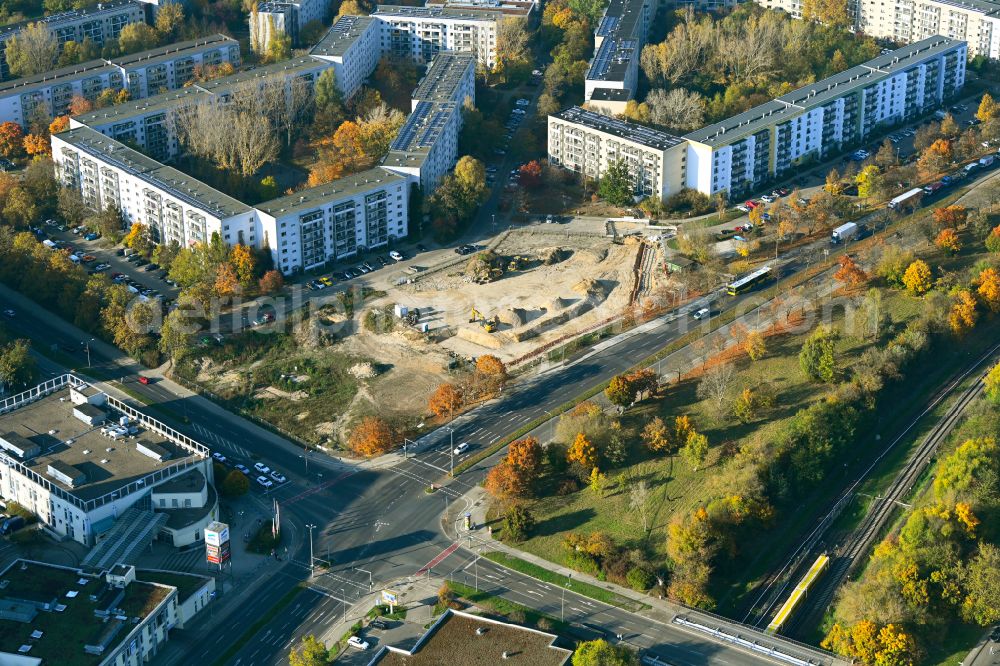 Berlin from above - Residential area construction site with multi-family housing development - new building on Hellersdorfer Strasse Cecilienstrasse - Ehm-Welk-Strasse in the district of Hellersdorf in Berlin, Germany