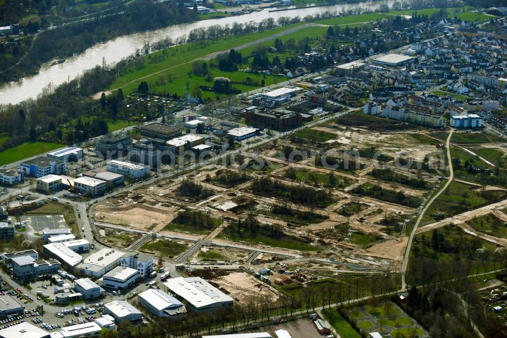 Aerial photograph Aschaffenburg - Residential construction site with multi-family housing development- on street Ahornweg - Anwandeweg in the district Nilkheim in Aschaffenburg in the state Bavaria, Germany