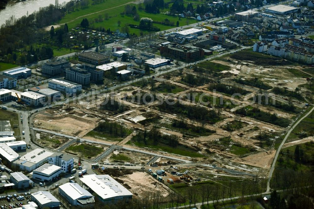 Aschaffenburg from above - Residential construction site with multi-family housing development- on street Ahornweg - Anwandeweg in the district Nilkheim in Aschaffenburg in the state Bavaria, Germany