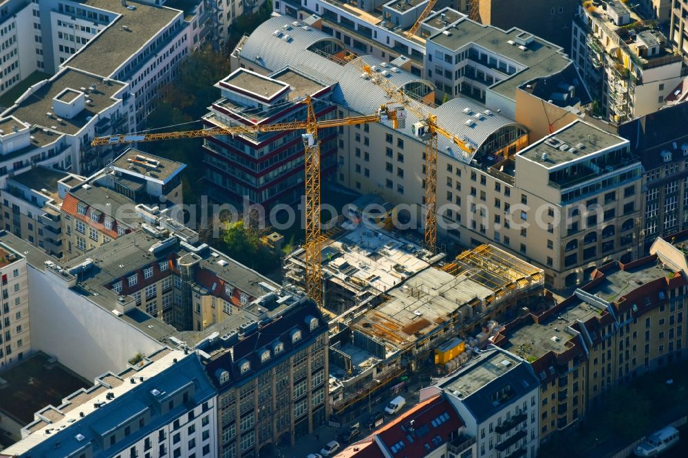 Berlin from the bird's eye view: Residential construction site with multi-family housing development- on the PANDION WALL 18 on Wallstrasse in the district Mitte in Berlin, Germany