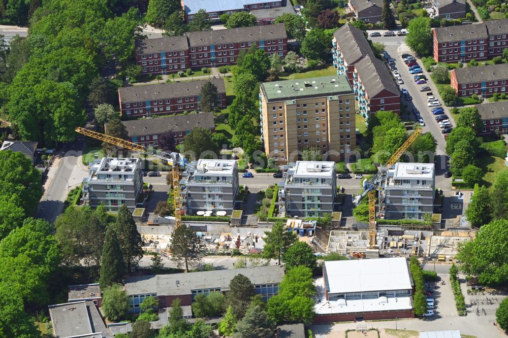 Hamburg from above - Residential construction site with multi-family housing development- on Petuinenweg - Marmorweg in the district Sasel in Hamburg, Germany