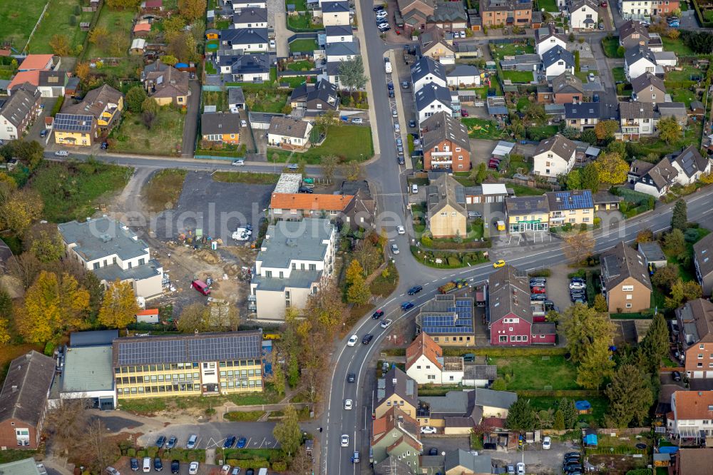 Aerial photograph Bergkamen - Residential construction site with multi-family housing development- on the Preinstrasse - Jahnstrasse - Sugambrerstrasse in Bergkamen at Ruhrgebiet in the state North Rhine-Westphalia, Germany