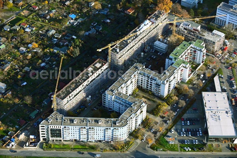 Berlin from above - Residential construction site with multi-family housing development- on the on Prenzlauer Promenade in the district Heinersdorf in Berlin, Germany