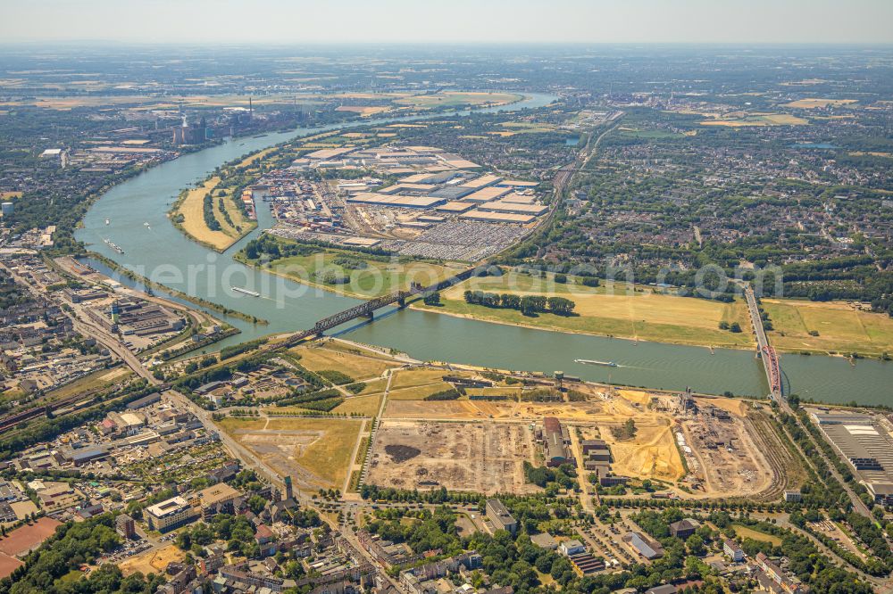 Duisburg from the bird's eye view: Residential construction site with multi-family housing development- RheinOrt on street Woerthstrasse in the district Hochfeld in Duisburg at Ruhrgebiet in the state North Rhine-Westphalia, Germany