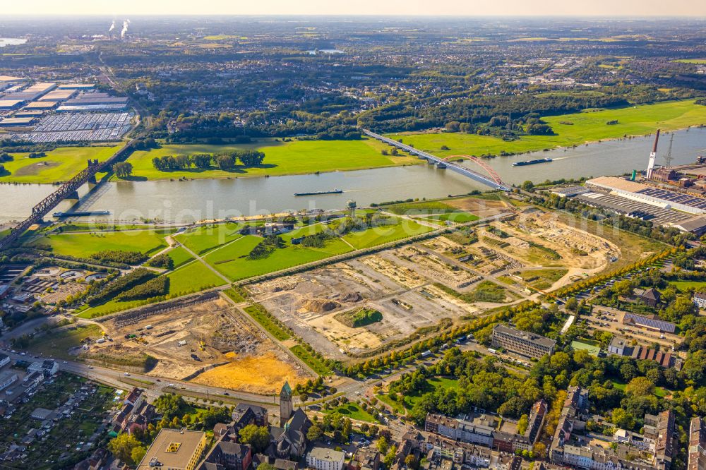 Aerial image Duisburg - Residential construction site with multi-family housing development- RheinOrt on street Woerthstrasse in the district Hochfeld in Duisburg at Ruhrgebiet in the state North Rhine-Westphalia, Germany