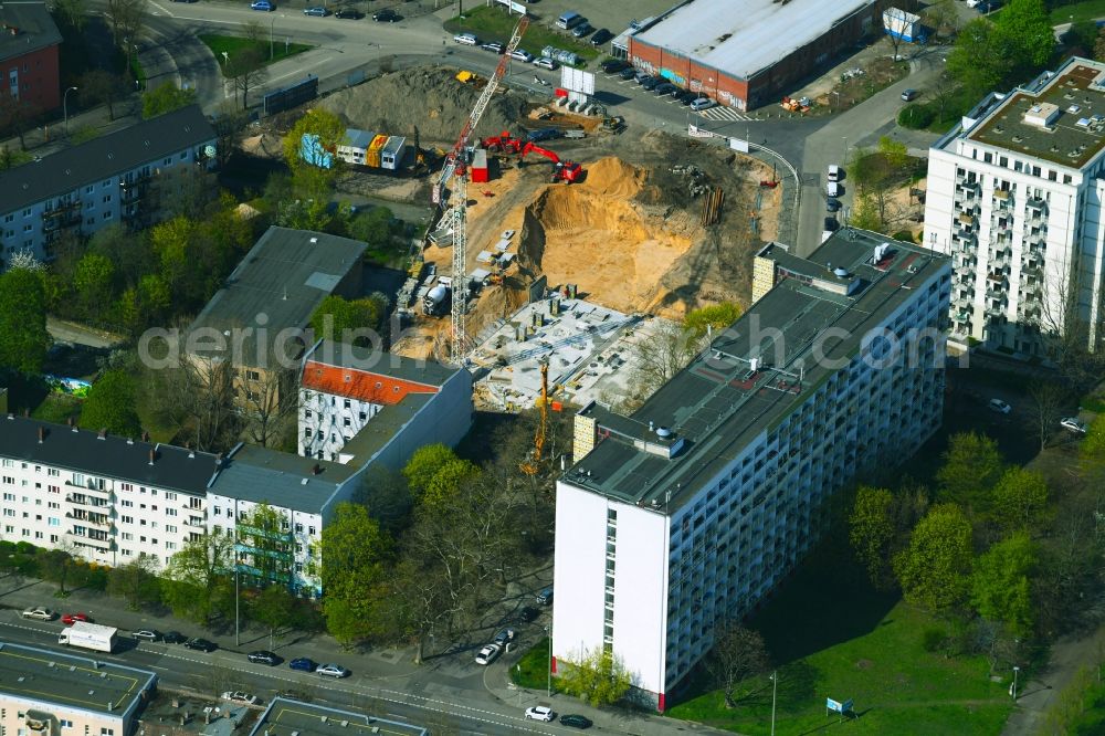 Aerial image Berlin - Residential construction site with multi-family housing development- on the Rosenfelder Ring corner Skandinavische Strasse in the district Lichtenberg in Berlin, Germany