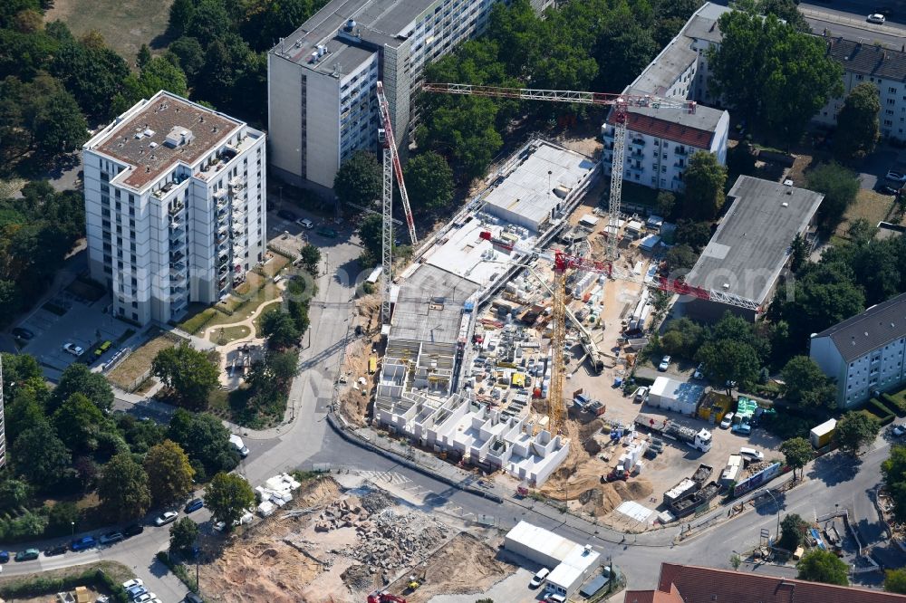 Berlin from the bird's eye view: Residential construction site with multi-family housing development- on the Rosenfelder Ring corner Skandinavische Strasse in the district Lichtenberg in Berlin, Germany