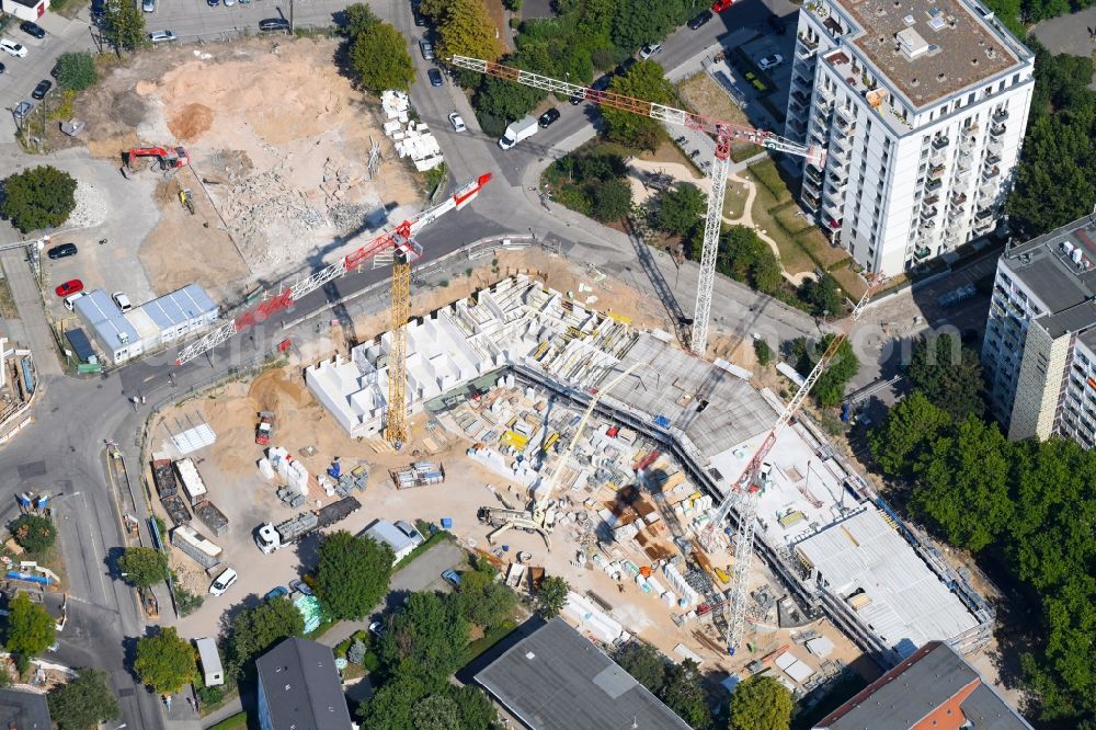 Berlin from the bird's eye view: Residential construction site with multi-family housing development- on the Rosenfelder Ring corner Skandinavische Strasse in the district Lichtenberg in Berlin, Germany