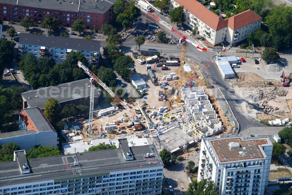 Aerial photograph Berlin - Residential construction site with multi-family housing development- on the Rosenfelder Ring corner Skandinavische Strasse in the district Lichtenberg in Berlin, Germany