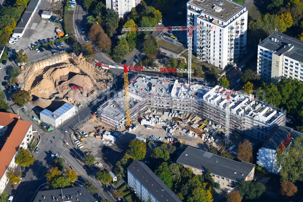 Berlin from the bird's eye view: Residential construction site with multi-family housing development- on the Rosenfelder Ring corner Skandinavische Strasse in the district Lichtenberg in Berlin, Germany