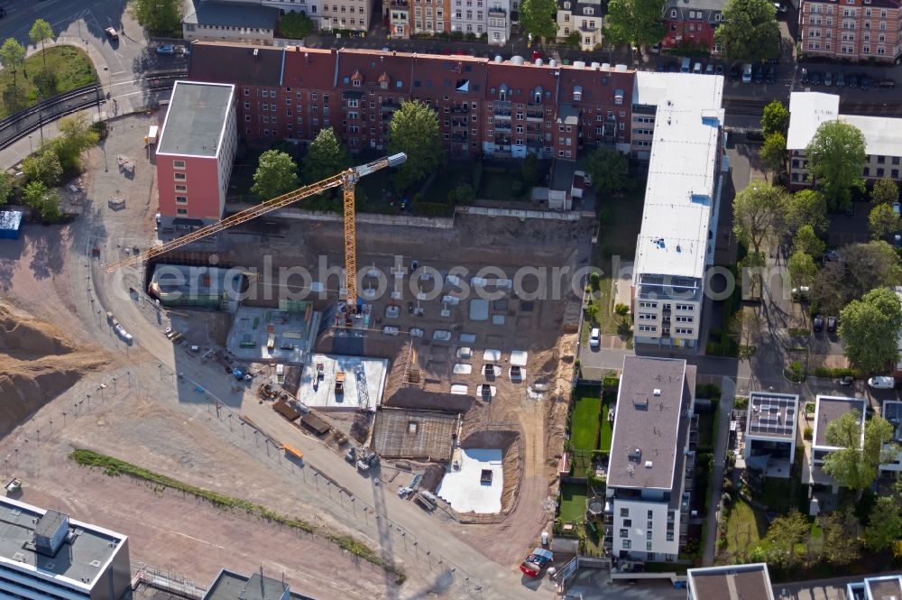 Aerial image Erfurt - Residential construction site with multi-family housing development- on the on Warsbergstrasse in the district Bruehlervorstadt in Erfurt in the state Thuringia, Germany