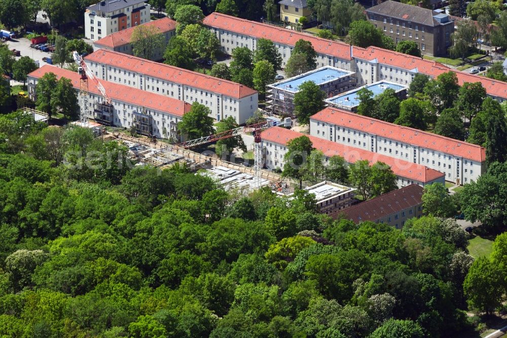 Aerial photograph Berlin - Residential construction site with multi-family housing development- at Wildrosenweg in the district Biesdorf in Berlin, Germany