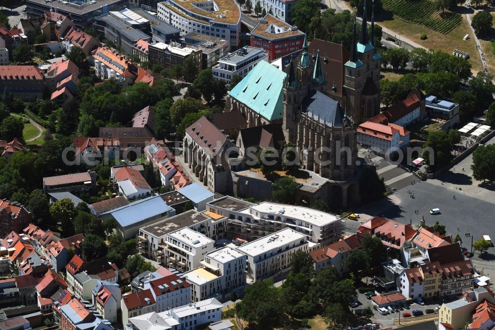 Aerial image Erfurt - Residential construction site with multi-family housing development- on Domstrasse - An den Graden in the district Zentrum in Erfurt in the state Thuringia, Germany