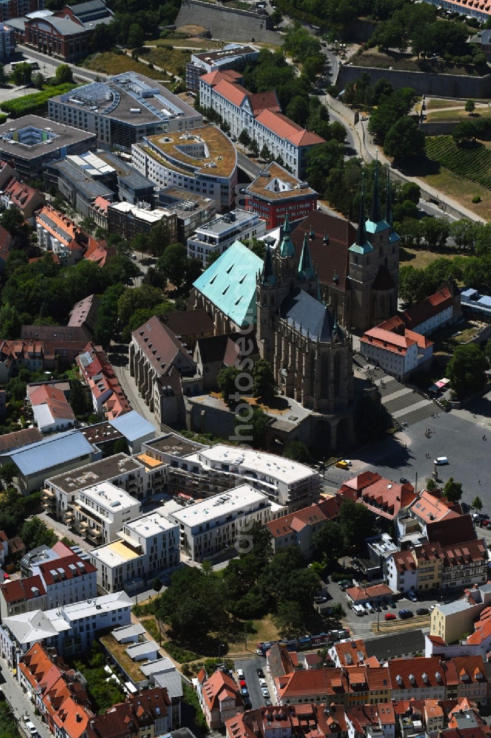 Aerial photograph Erfurt - Residential construction site with multi-family housing development- on Domstrasse - An den Graden in the district Zentrum in Erfurt in the state Thuringia, Germany