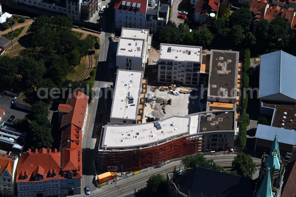 Aerial image Erfurt - Residential construction site with multi-family housing development- on Domstrasse - An den Graden in the district Zentrum in Erfurt in the state Thuringia, Germany