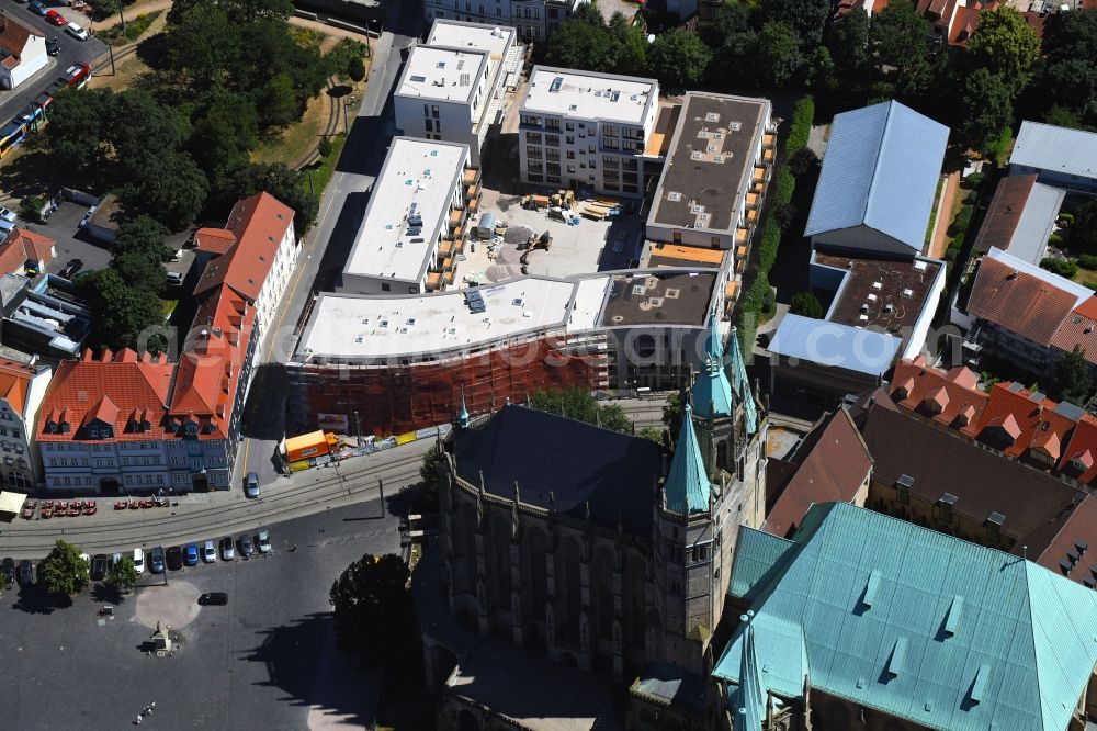 Aerial photograph Erfurt - Residential construction site with multi-family housing development- on Domstrasse - An den Graden in the district Zentrum in Erfurt in the state Thuringia, Germany