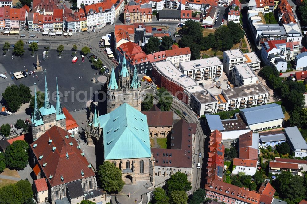 Aerial image Erfurt - Residential construction site with multi-family housing development- on Domstrasse - An den Graden in the district Zentrum in Erfurt in the state Thuringia, Germany