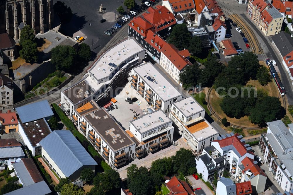 Erfurt from the bird's eye view: Residential construction site with multi-family housing development- on Domstrasse - An den Graden in the district Zentrum in Erfurt in the state Thuringia, Germany