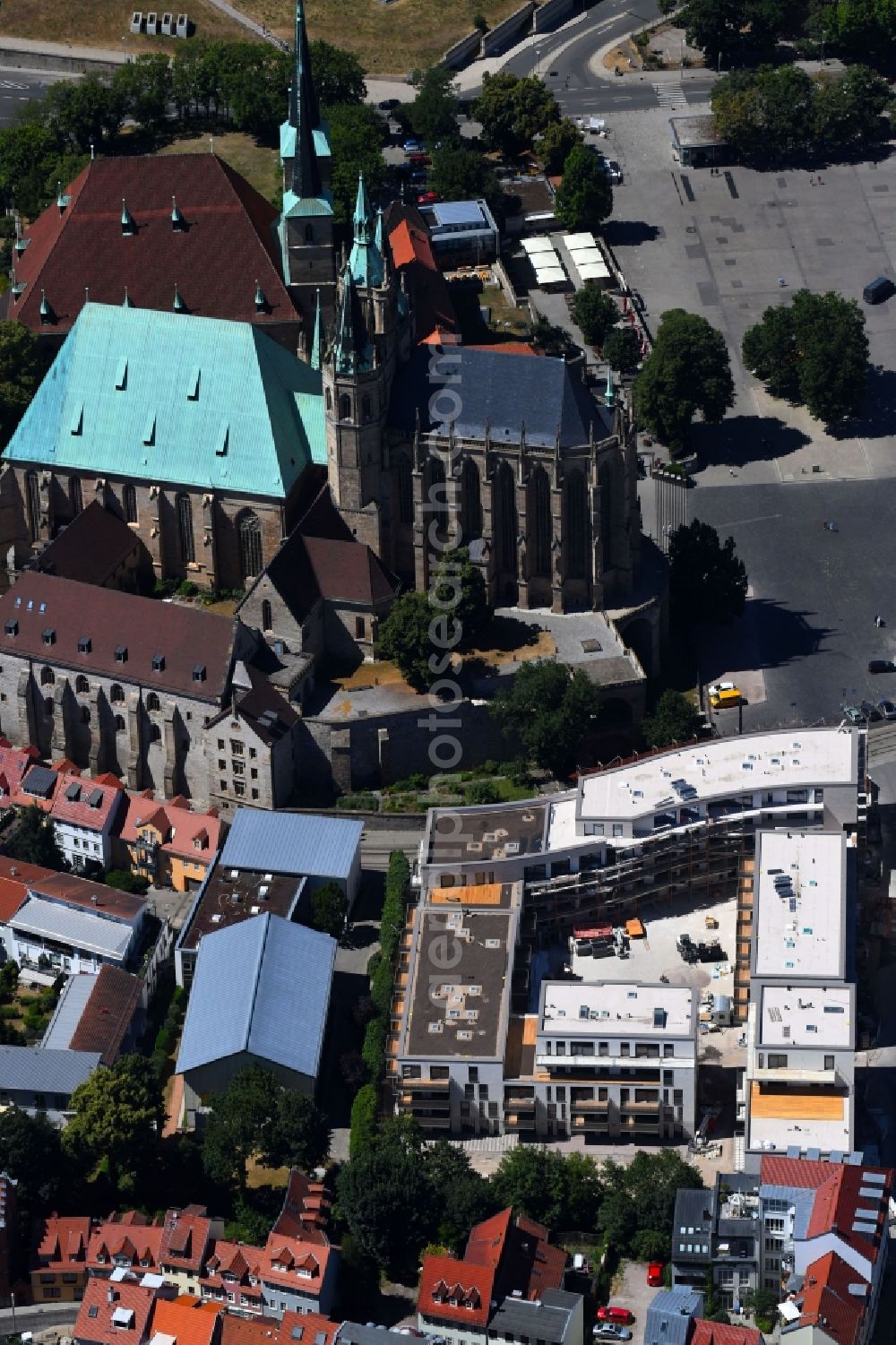 Aerial photograph Erfurt - Residential construction site with multi-family housing development- on Domstrasse - An den Graden in the district Zentrum in Erfurt in the state Thuringia, Germany