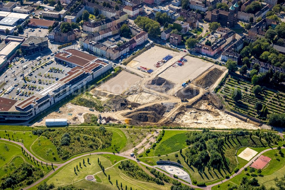 Aerial photograph Essen - Residential construction site with multi-family house settlement- new building Wohnen am Krupp-Park on Husmannshofstrasse in the district Westviertel in Essen in the Ruhr area in the state North Rhine-Westphalia, Germany