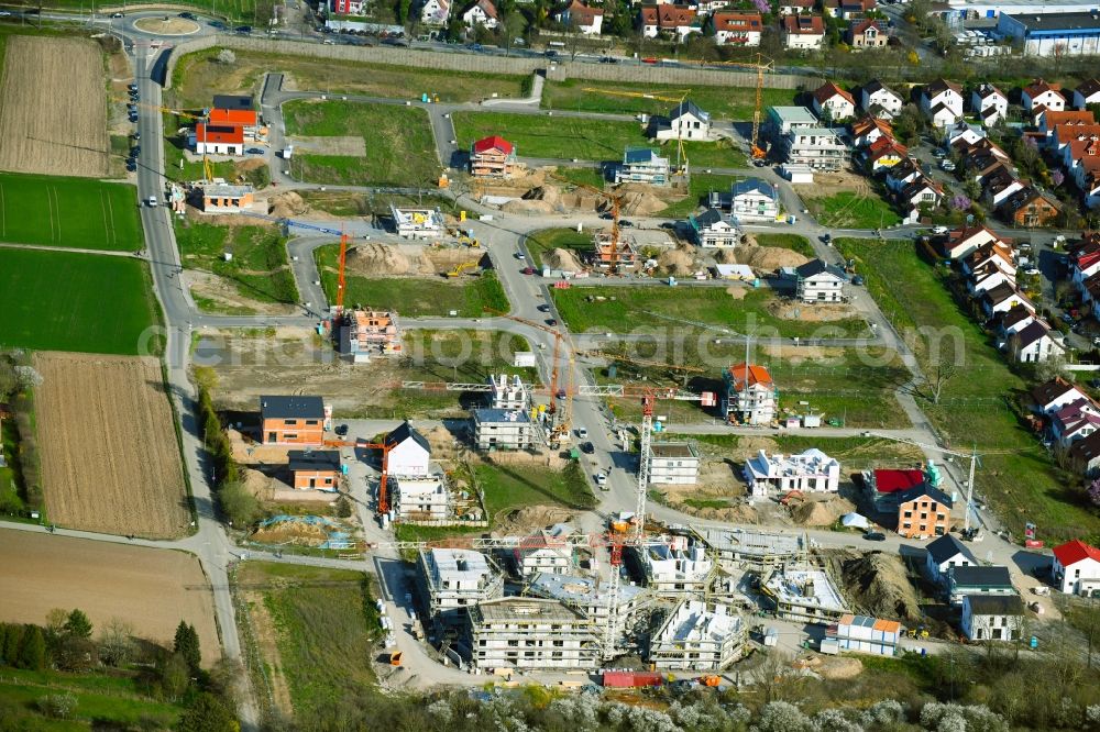 Heppenheim (Bergstraße) from above - Residential construction site with multi-family housing development- on the Wohngebiet Gunderslache Nord in Heppenheim (Bergstrasse) in the state Hesse, Germany