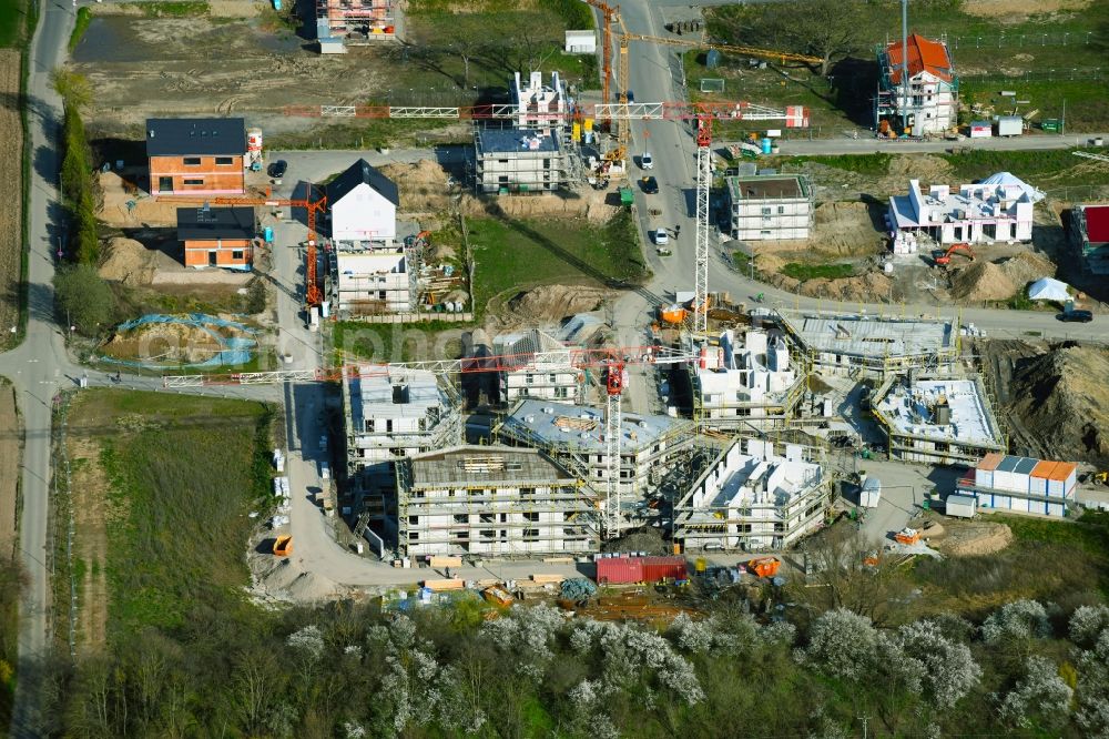 Heppenheim (Bergstraße) from the bird's eye view: Residential construction site with multi-family housing development- on the Wohngebiet Gunderslache Nord in Heppenheim (Bergstrasse) in the state Hesse, Germany