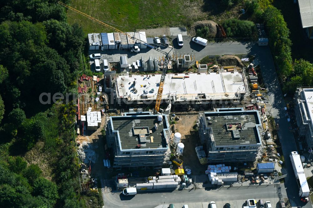 Aerial photograph Radeburg - Residential construction site with multi-family housing development- Am Hofwall in Radeburg in the state Saxony, Germany