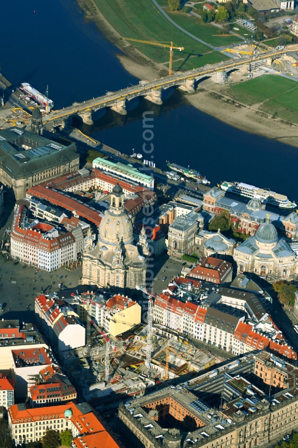 Aerial image Dresden - Construction site residential area Quartier Hoym in Dresden in the state of Saxony, Germany