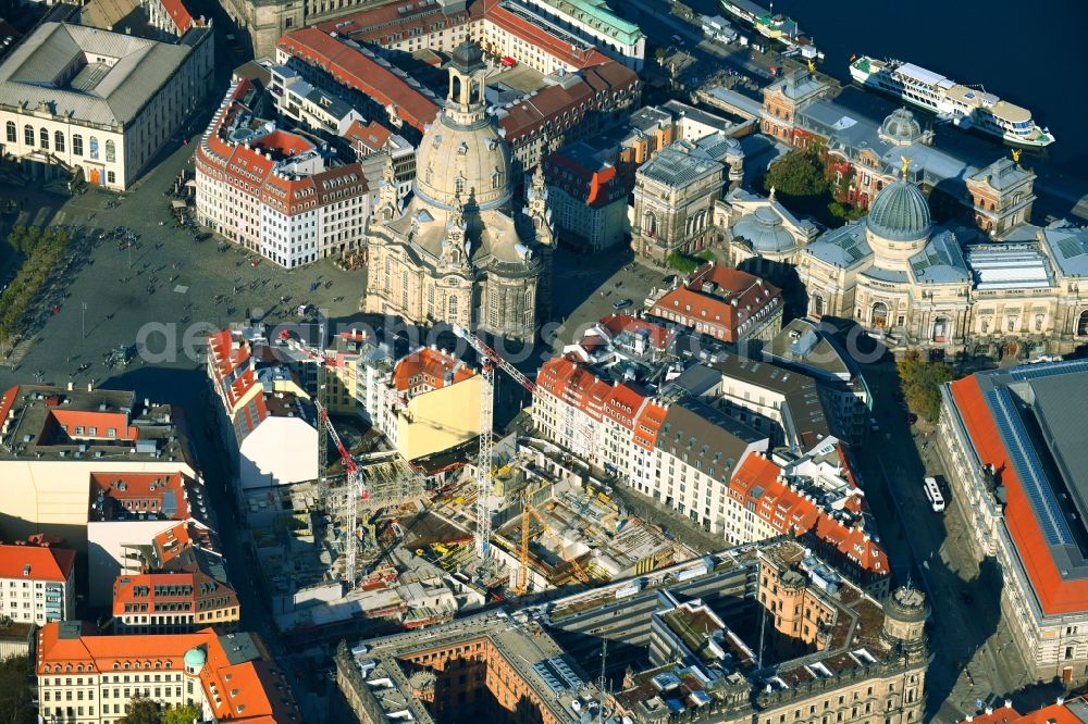 Dresden from above - Construction site residential area Quartier Hoym in Dresden in the state of Saxony, Germany