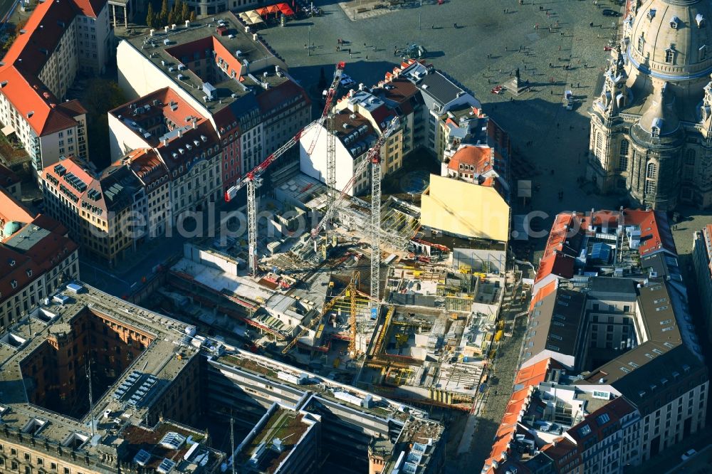 Aerial image Dresden - Construction site residential area Quartier Hoym in Dresden in the state of Saxony, Germany