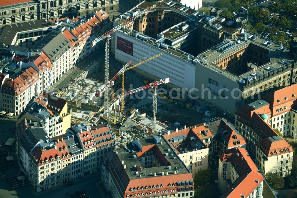 Dresden from above - Construction site residential area Quartier Hoym in Dresden in the state of Saxony, Germany