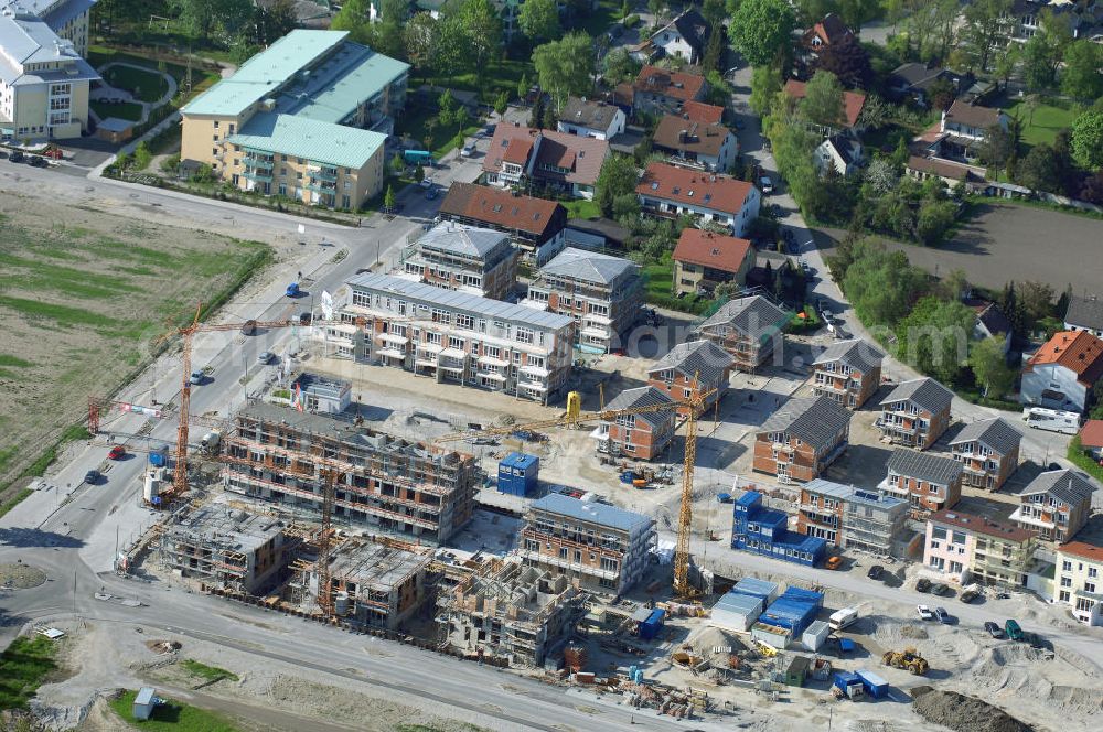 Garching from above - Baustelle des Wohnneubaugebietes am Professor-Angermair-Ring / Mühlfeldweg in Garching bei München. Ein Projekt der Concept Bau - Premier GmbH.