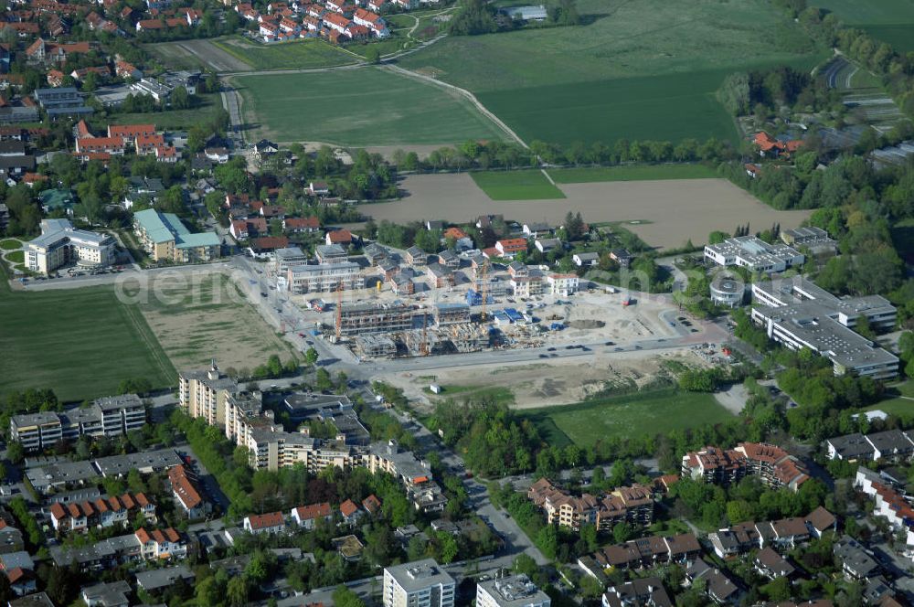 Garching from above - Baustelle des Wohnneubaugebietes am Professor-Angermair-Ring / Mühlfeldweg in Garching bei München. Ein Projekt der Concept Bau - Premier GmbH.