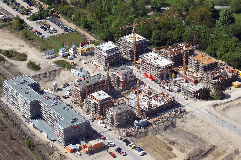 München from above - Baustelle des Wohnneubaugebietes Wotan- Winfriedstrasse am Hirchgarten der Concept Bau - Premier GmbH.