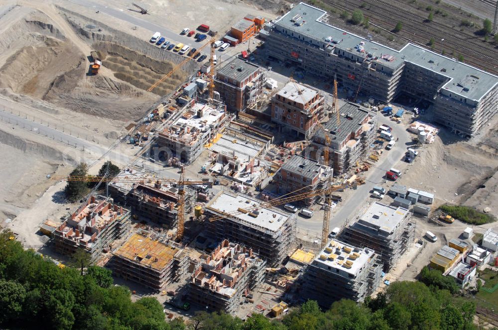 Aerial image München - Baustelle des Wohnneubaugebietes Wotan- Winfriedstrasse am Hirchgarten der Concept Bau - Premier GmbH.