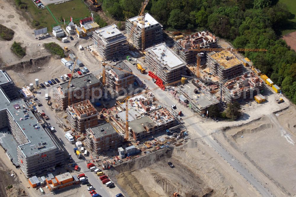 München from above - Baustelle des Wohnneubaugebietes Wotan- Winfriedstrasse am Hirchgarten der Concept Bau - Premier GmbH.