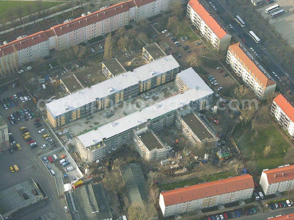 Aerial image Potsdam - 10.12.2004 Potsdam, Blick auf die Baustelle des Wohnungsneubaus der Potsdamer Wohnungsbaugenossenschaft e.G. Kuckucksruf 6, 14478 Potsdam Tel.: 0331 / 88832 0, Fax: 0331 / 88832 17