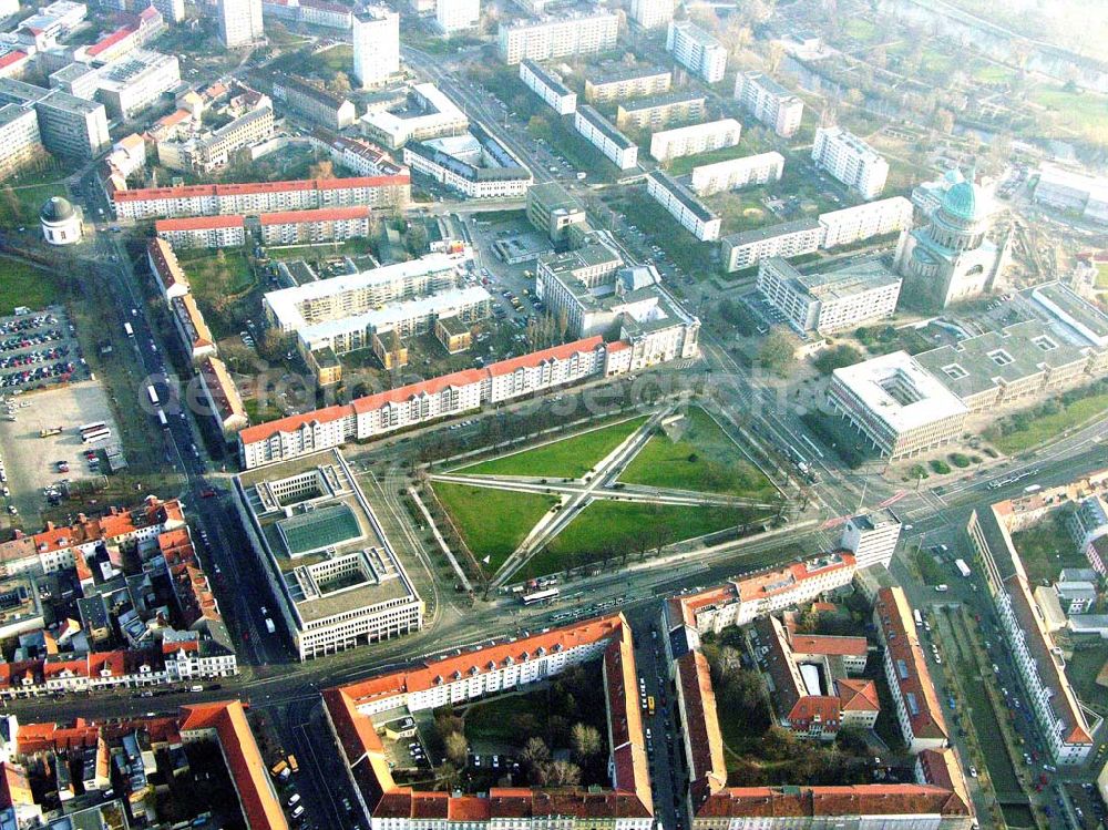 Potsdam from the bird's eye view: 10.12.2004 Potsdam, Blick auf die Baustelle des Wohnungsneubaus der Potsdamer Wohnungsbaugenossenschaft e.G. Kuckucksruf 6, 14478 Potsdam Tel.: 0331 / 88832 0, Fax: 0331 / 88832 17