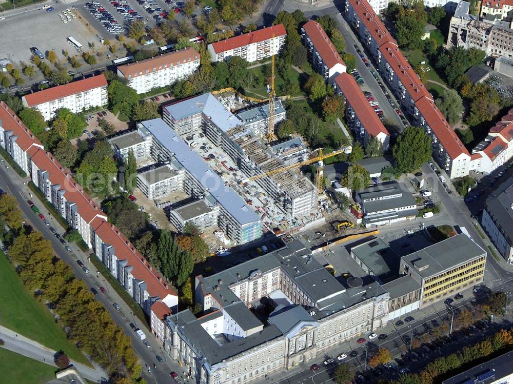 Potsdam from the bird's eye view: 07.10.2004 Blick auf die Baustelle des Wohnungsneubaus der Potsdamer Wohnungsbaugenossenschaft e.G. Kuckucksruf 6, 14478 Potsdam Tel.: 0331 / 88832 0, Fax: 0331 / 88832 17