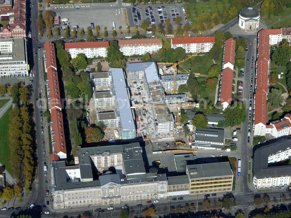 Aerial image Potsdam - 07.10.2004 Blick auf die Baustelle des Wohnungsneubaus der Potsdamer Wohnungsbaugenossenschaft e.G. Kuckucksruf 6, 14478 Potsdam Tel.: 0331 / 88832 0, Fax: 0331 / 88832 17