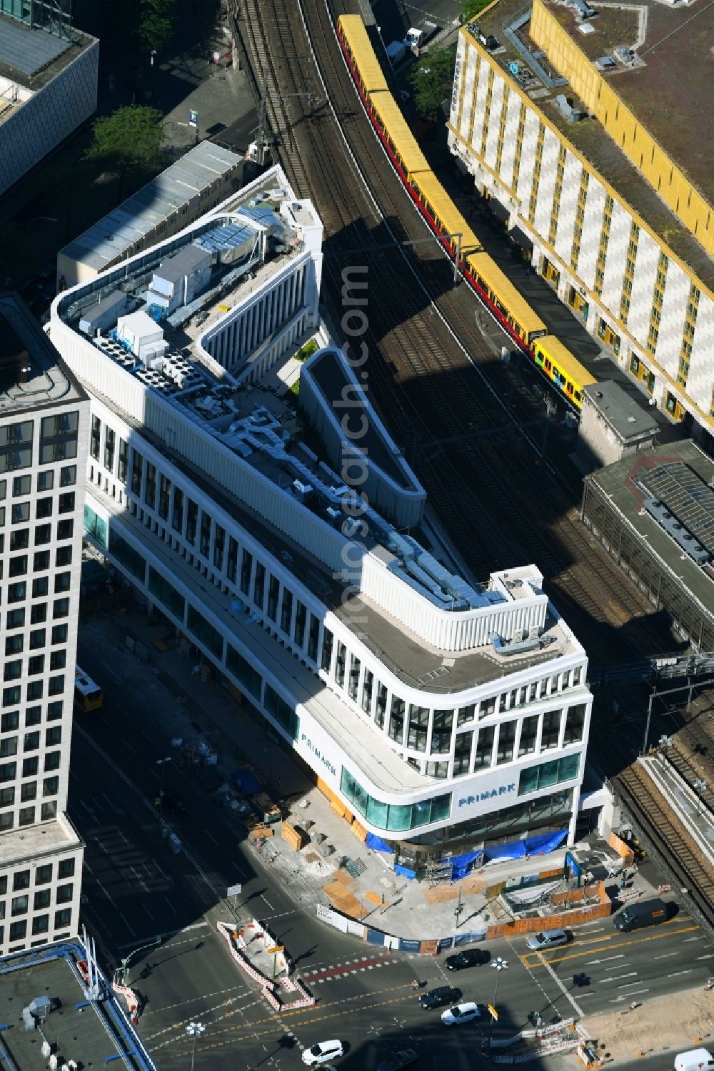 Berlin from above - Construction site of ZOOM BERLIN - business building at the Kantstrasse - Joachimsthalerstrasse - Hardenbergstrasse in the district of Charlottenburg district in Berlin, Germany