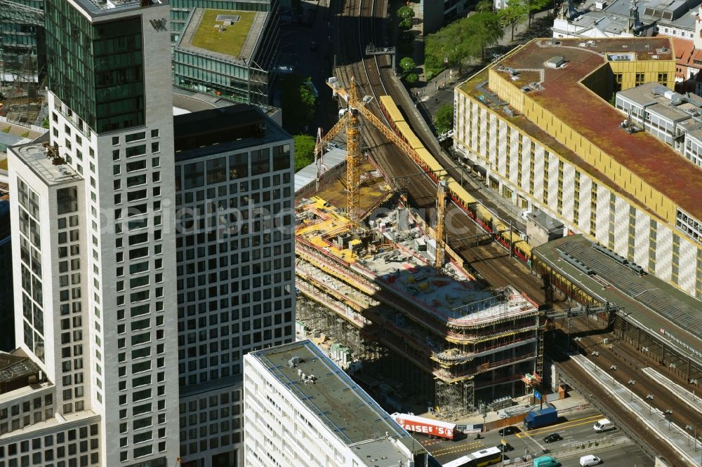 Aerial photograph Berlin - Construction site of ZOOM BERLIN - business building at the Kantstrasse - Joachimsthalerstrasse - Hardenbergstrasse in the district of Charlottenburg-Wilmersdorf district in Berlin, Germany