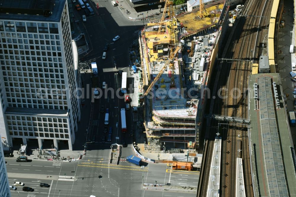 Berlin from the bird's eye view: Construction site of ZOOM BERLIN - business building at the Kantstrasse - Joachimsthalerstrasse - Hardenbergstrasse in the district of Charlottenburg-Wilmersdorf district in Berlin, Germany